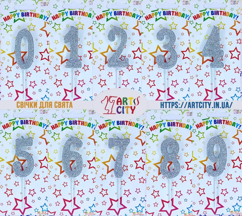 Свічки посипані сріблом на довгій ніжці  від ArtCity