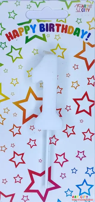 Біла свічка цифра 1 - довга ніжка