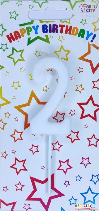 Біла свічка цифра 2 - довга ніжка