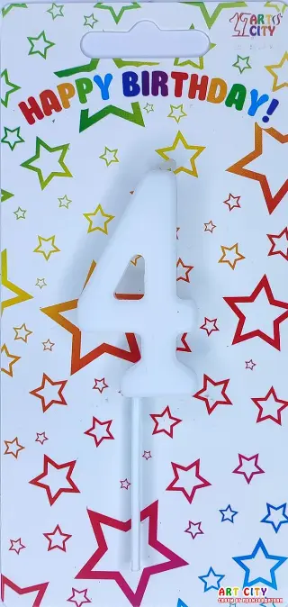 Біла свічка цифра 4 - довга ніжка