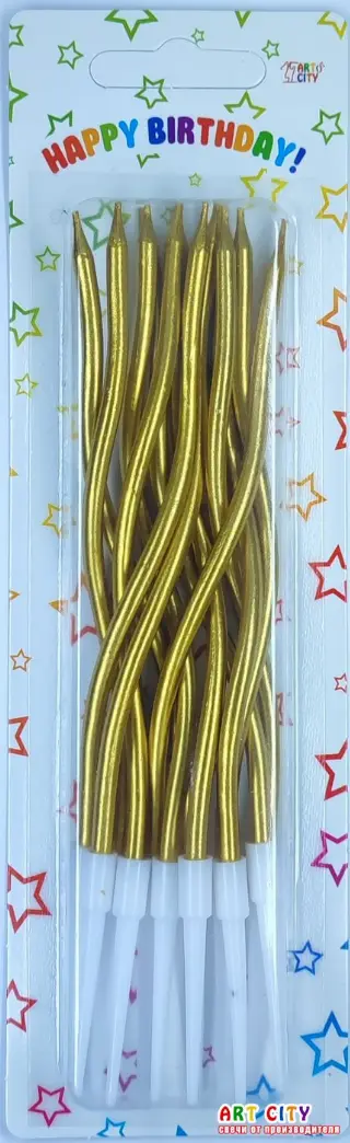 Хвилясті (коктейльні 12шт) Золоті свічки