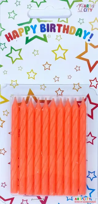 Маленькі спіральні помаранчеві (10шт) свічки без ніжки