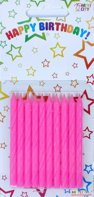 Маленькі спіральні рожеві (10шт) свічки без ніжки