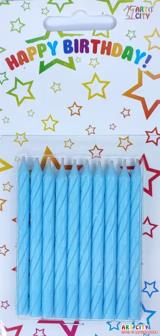 Маленькі спіральні блакитні (10шт) свічки без ніжки