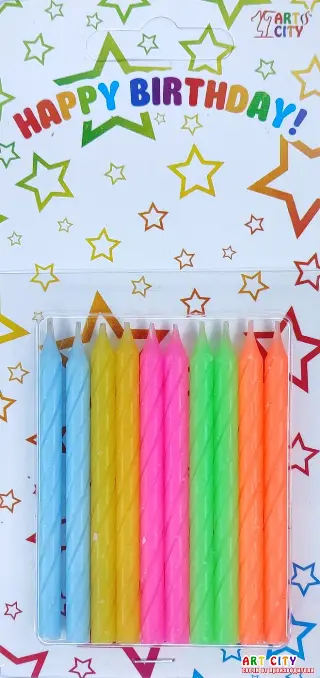 Маленькі спіральні різнокольорові (10шт) свічки без ніжки