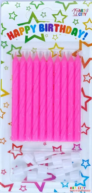 Маленькі спіральні рожеві 10шт з підставкою