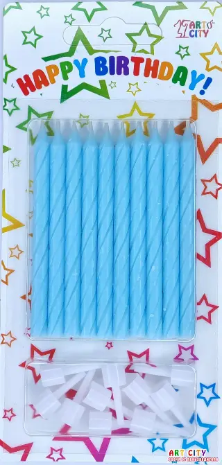 Маленькі спіральні блакитні 10шт з підставкою