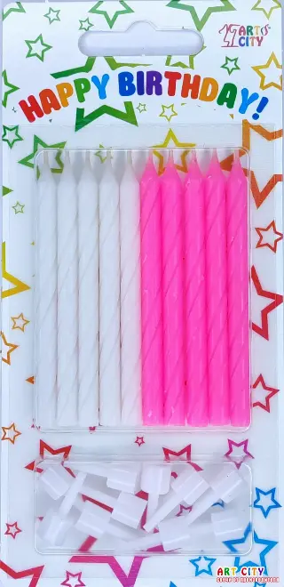 Маленькі спіральні біло-рожеві 10шт з підставкою