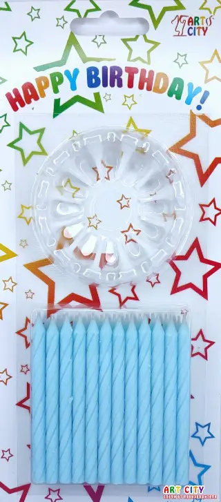 Свічки спіральні 24шт блакитні