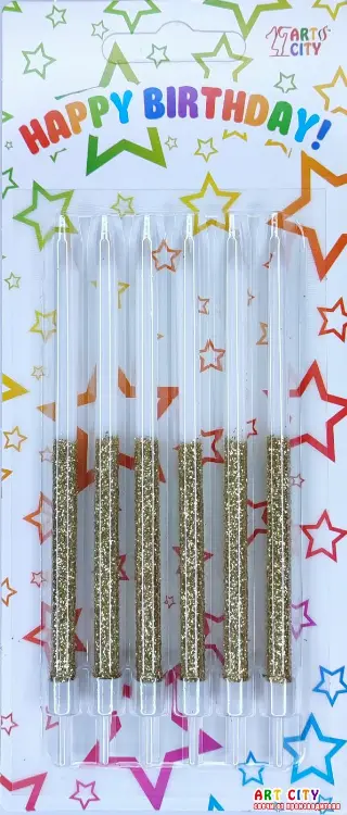 Свічка висока біла+золото 6шт