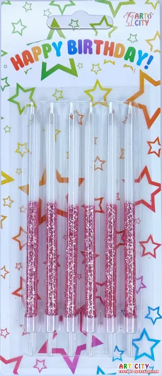 Свічка висока біла+рожева 6шт