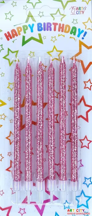 Високі свічки рожеві 6шт