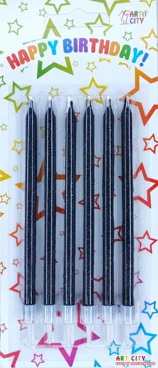 Високі свічки чорні 6шт