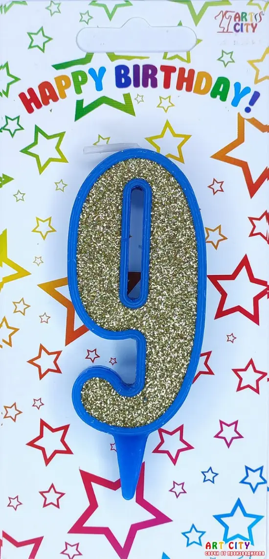 Свічка синє золото 9