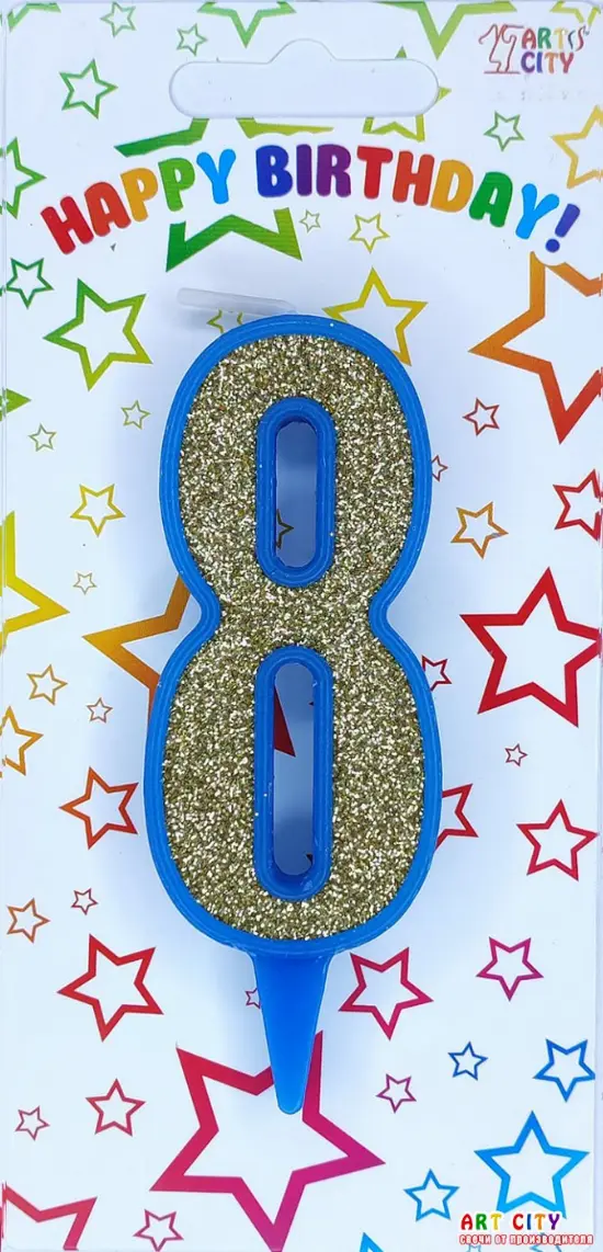 Свічка синє золото 8