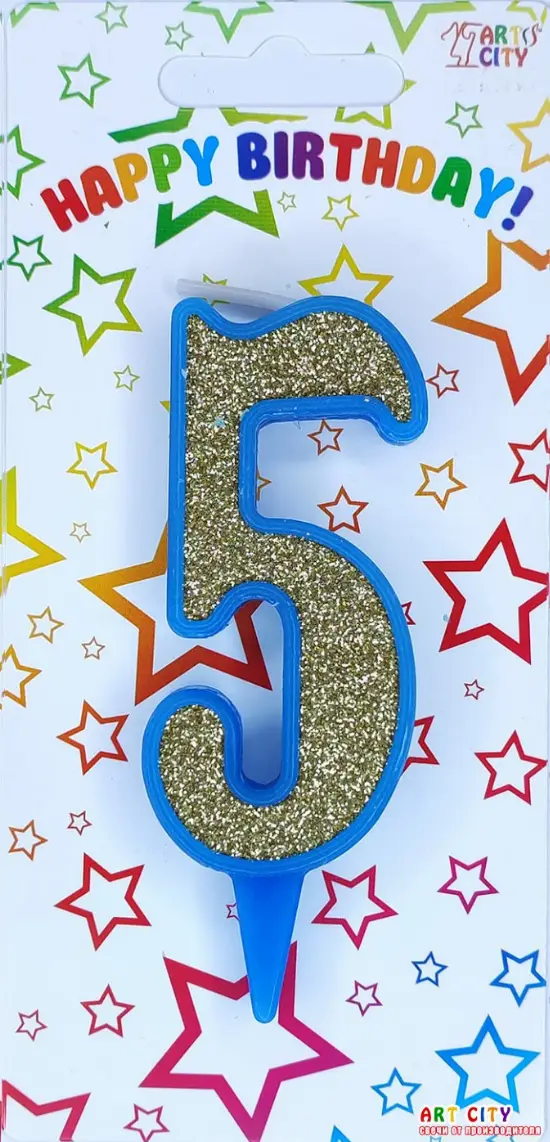 Свічка синє золото 5