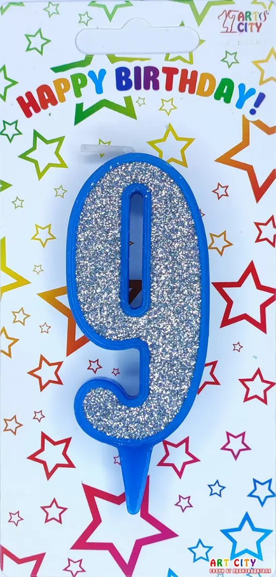 Свічка синє срібло 9