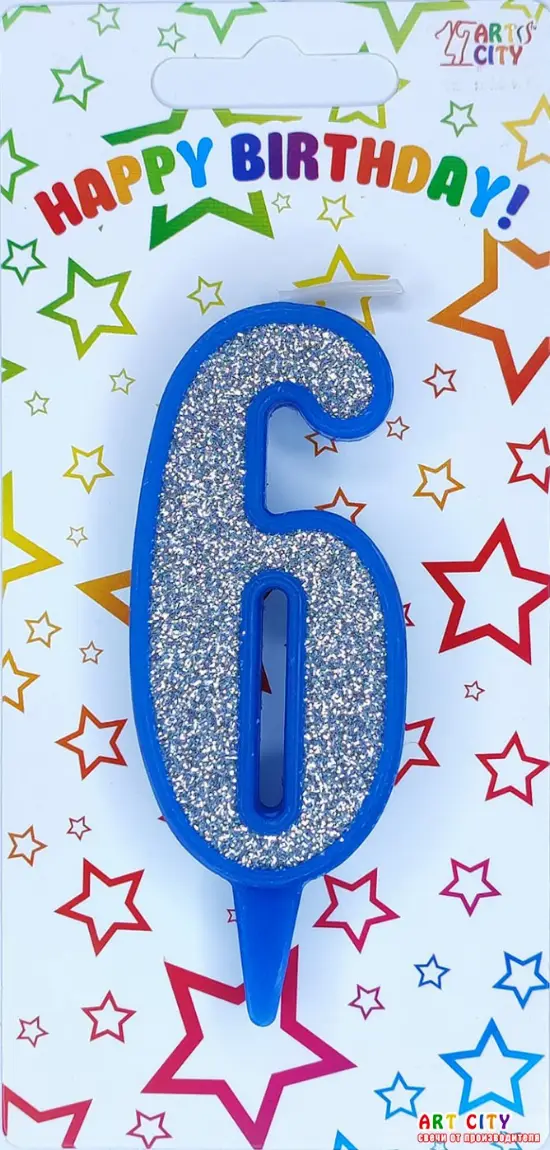 Свічка синє срібло 6