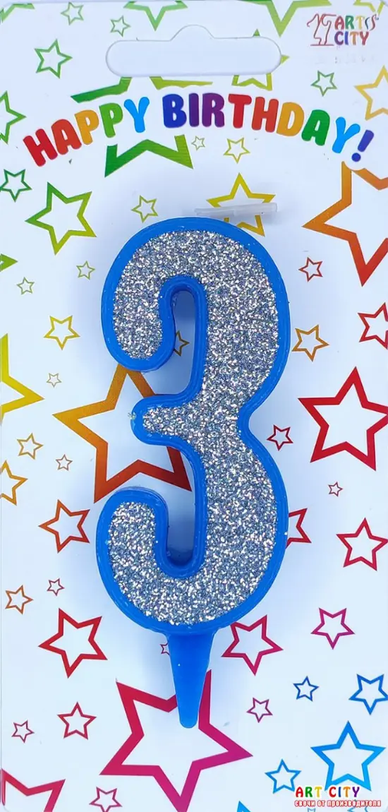 Свічка синє срібло 3