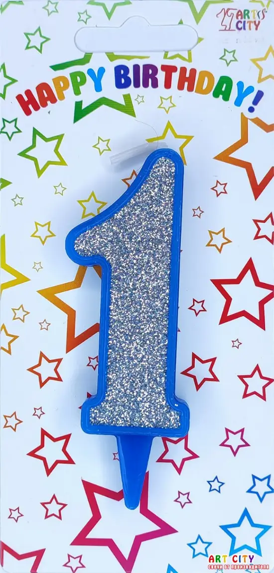 Свічка синє срібло 1