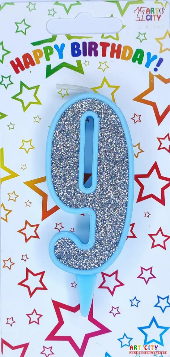 Свічка блакитне срібло 9