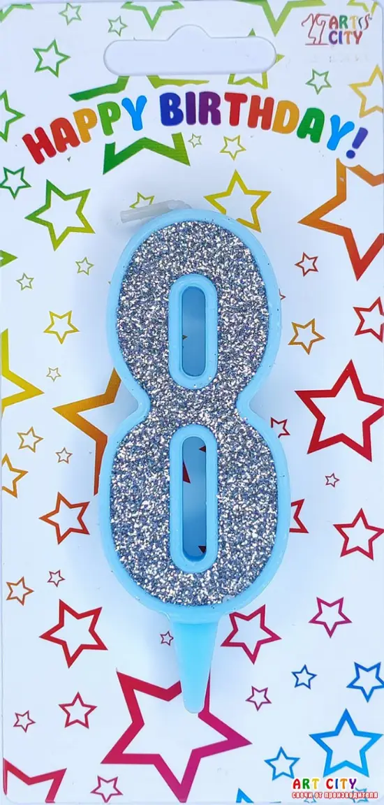 Свічка блакитне срібло 8