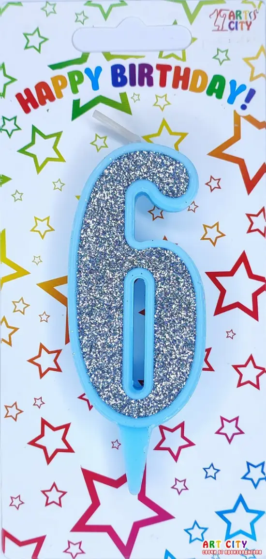 Свічка блакитне срібло 6