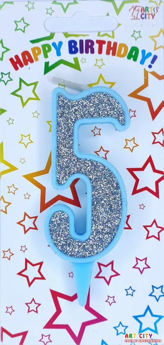 Свічка блакитне срібло 5