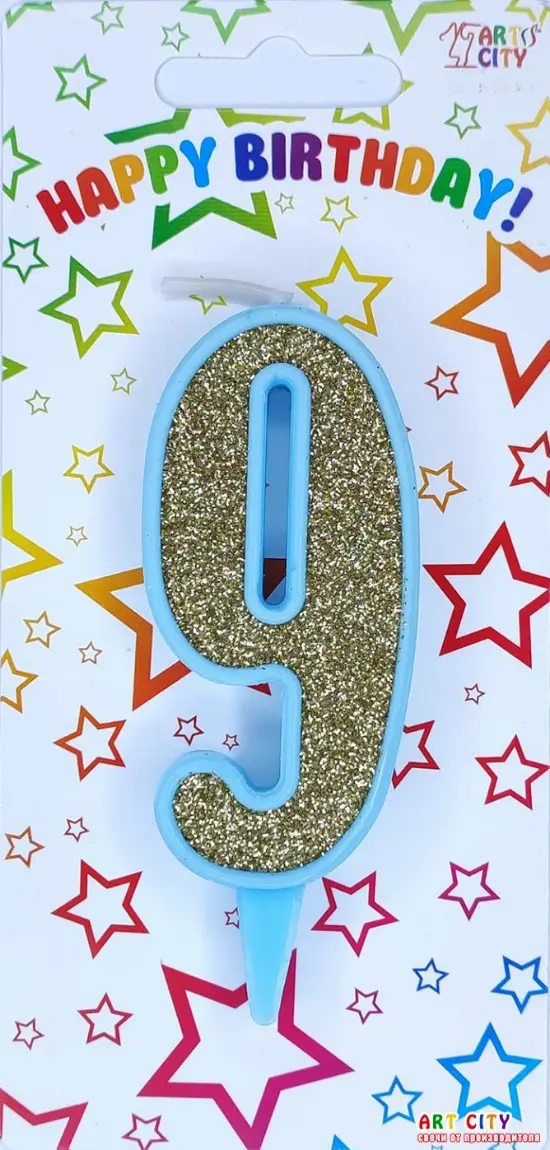 Свічка блакитне золото 9