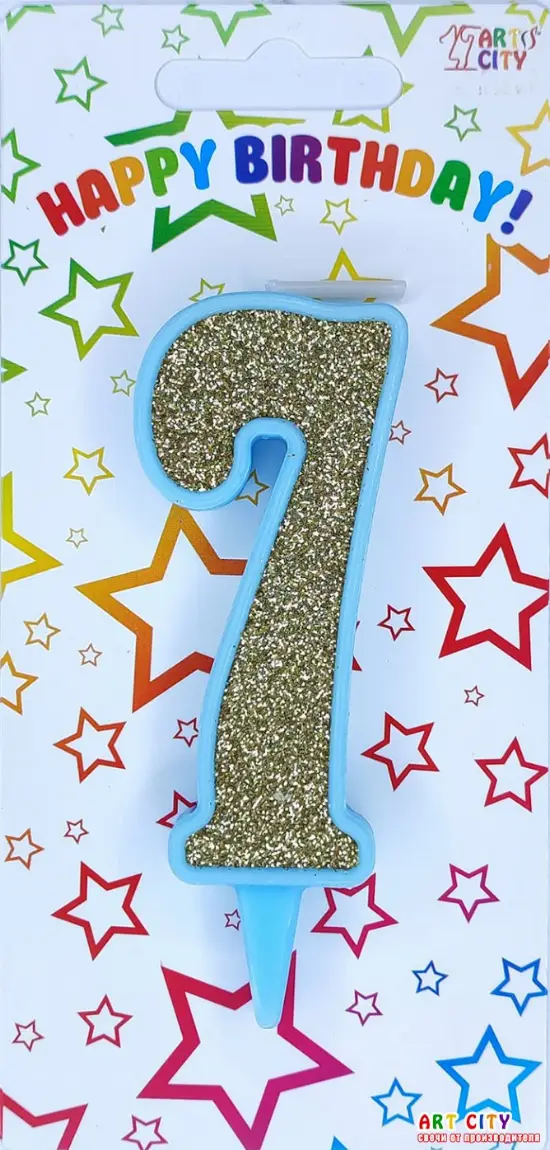 Свічка блакитне золото 7