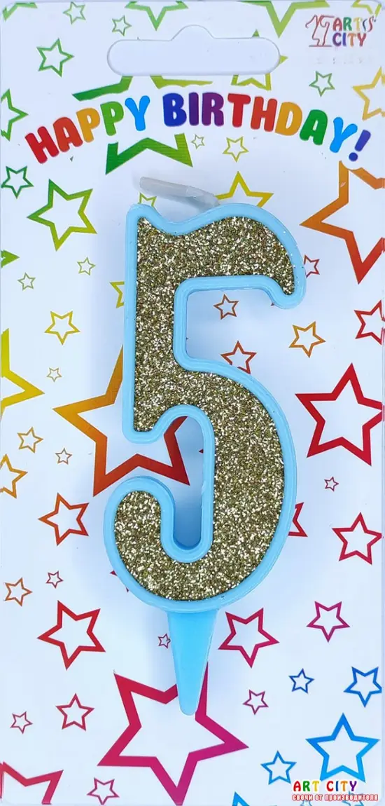 Свічка блакитне золото 5