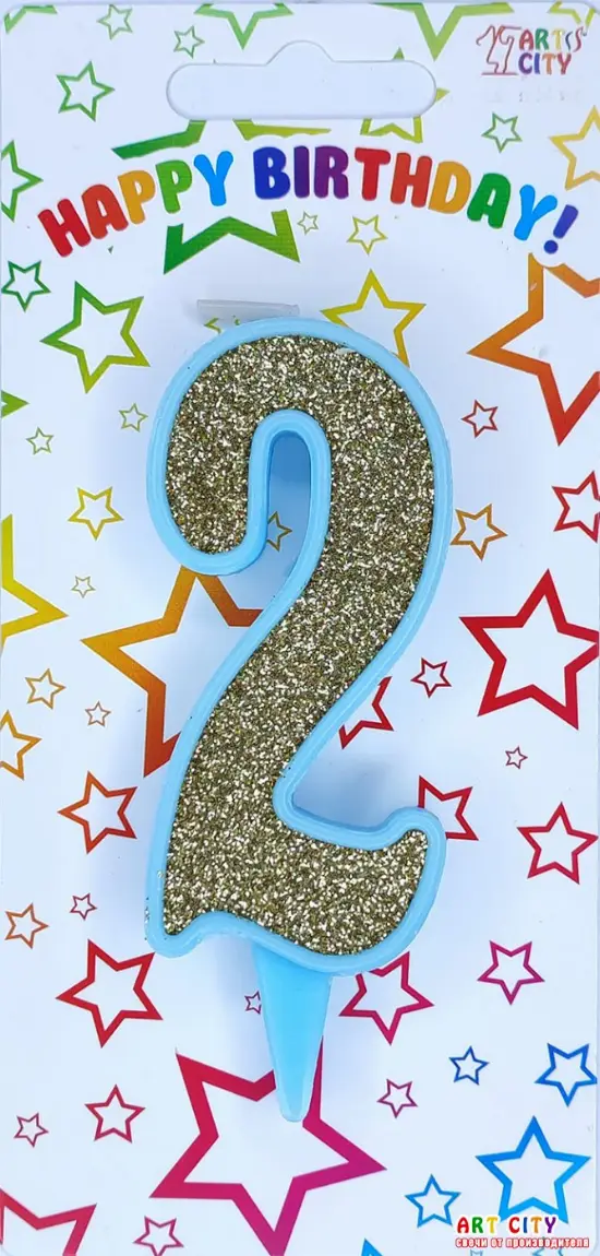 Свічка блакитне золото 2