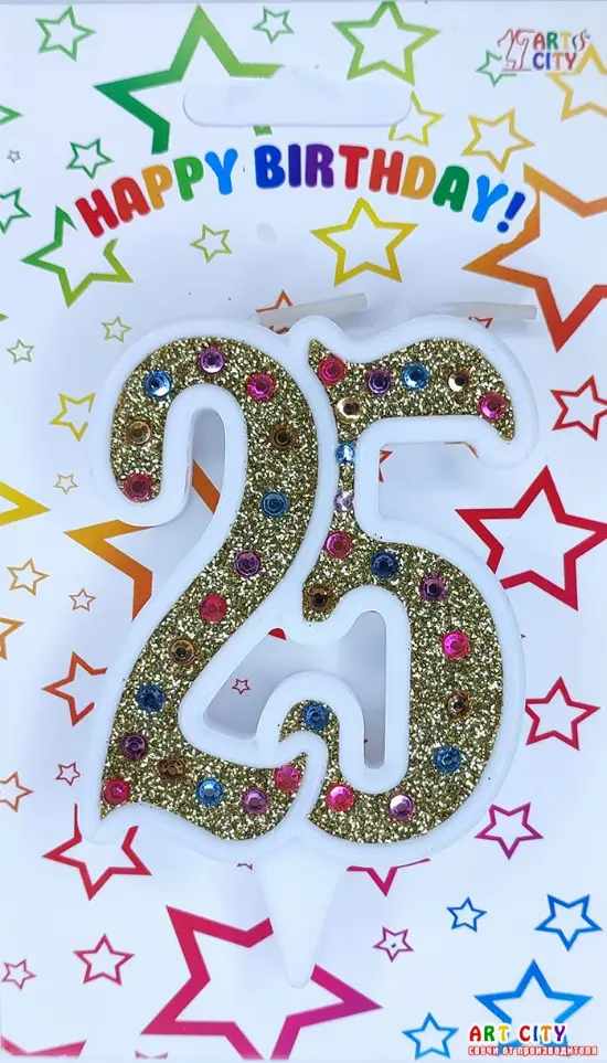 Свічка Ювілейна Золото + Стрази 25