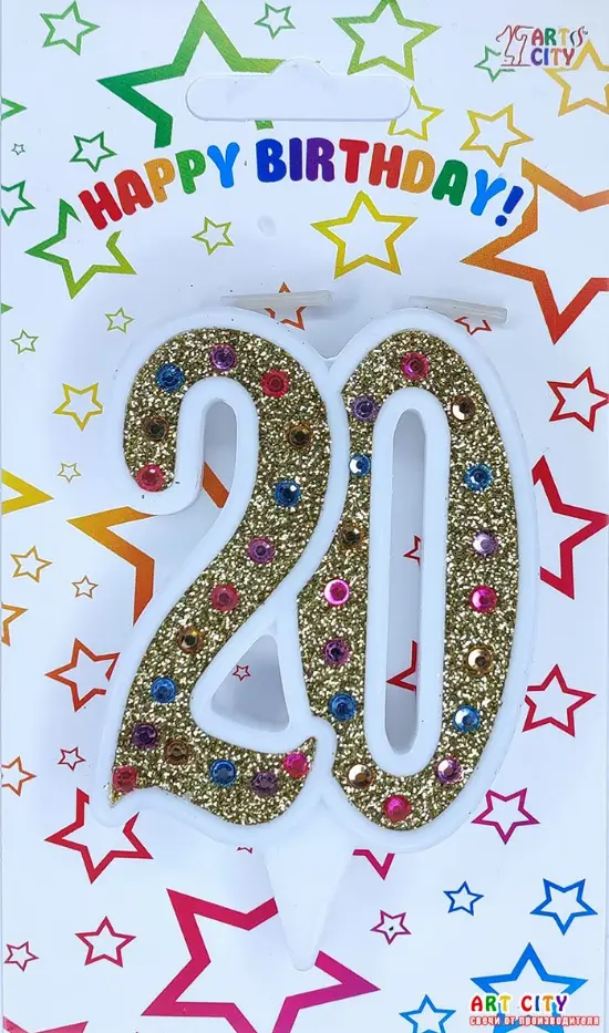 Свічка Ювілейна Золото + Стрази 20