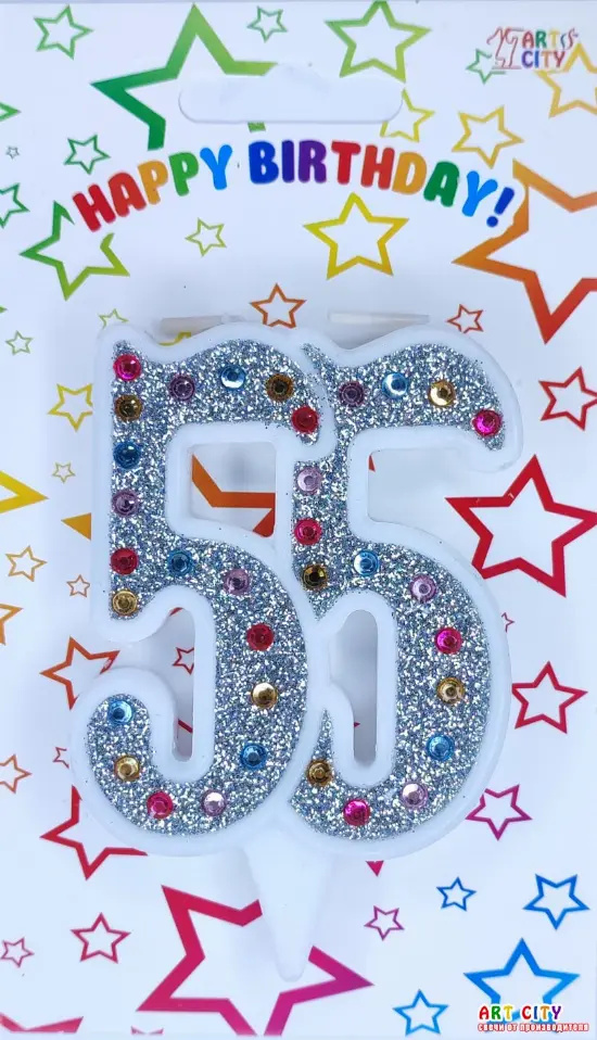 Свічка Срібна + Стрази 55