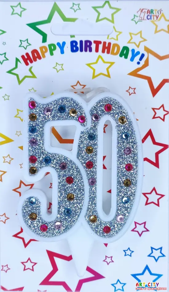 Свічка Срібна + Стрази 50