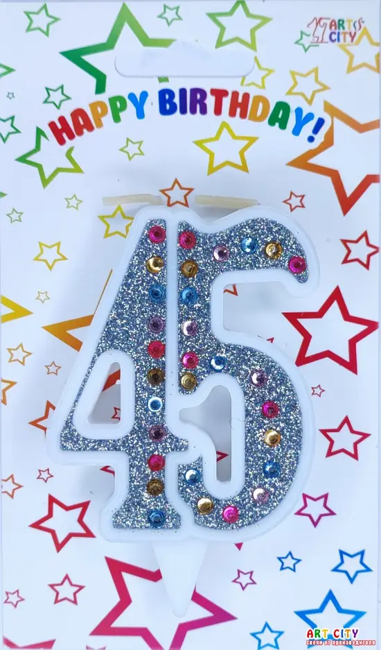 Свічка Срібна + Стрази 45