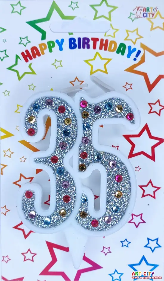 Свічка Срібна + Стрази 35