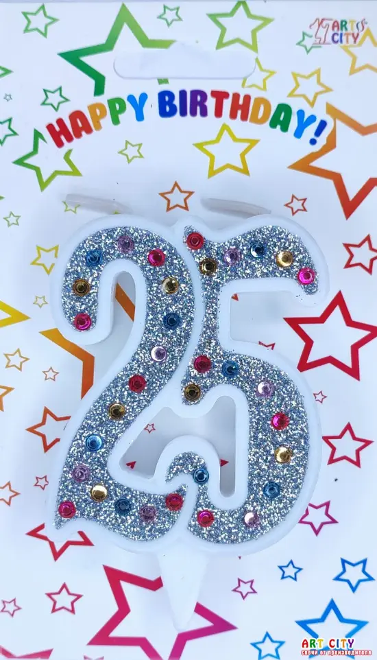 Свічка Срібна + Стрази 25