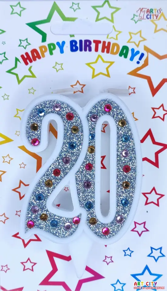 Свічка Срібна + Стрази 20