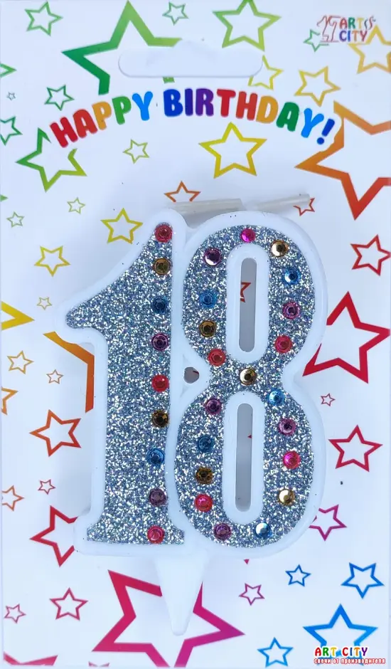 Свічка Срібна + Стрази 18