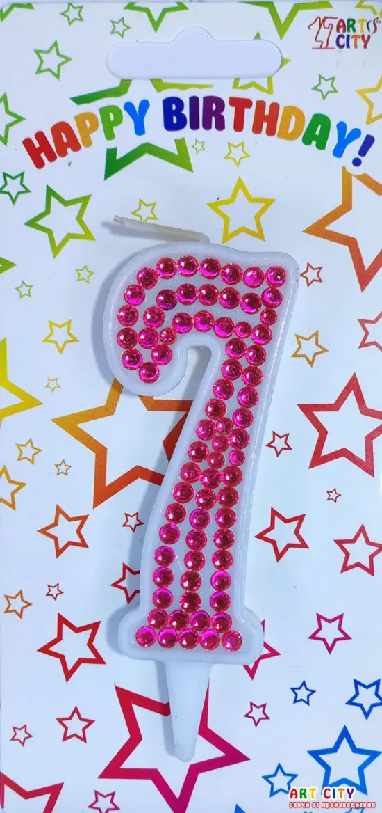 Свічка Фуксія стрази 7