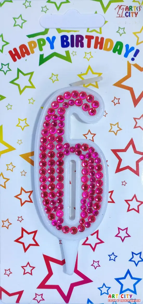 Свічка Фуксія стрази 6