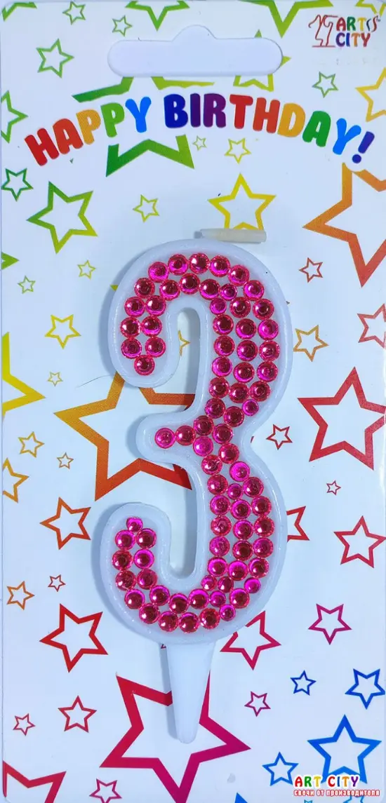 Свічка Фуксія стрази 3