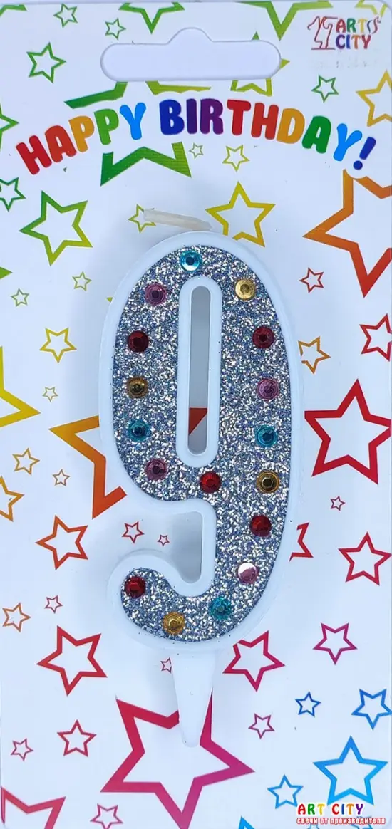 Свічка Срібло + Стрази 9