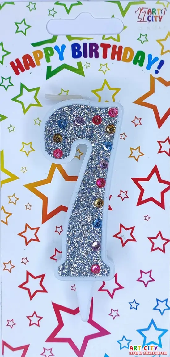 Свічка Срібло + Стрази 7