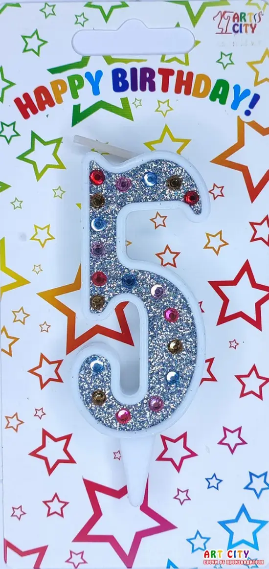 Свічка Срібло + Стрази 5