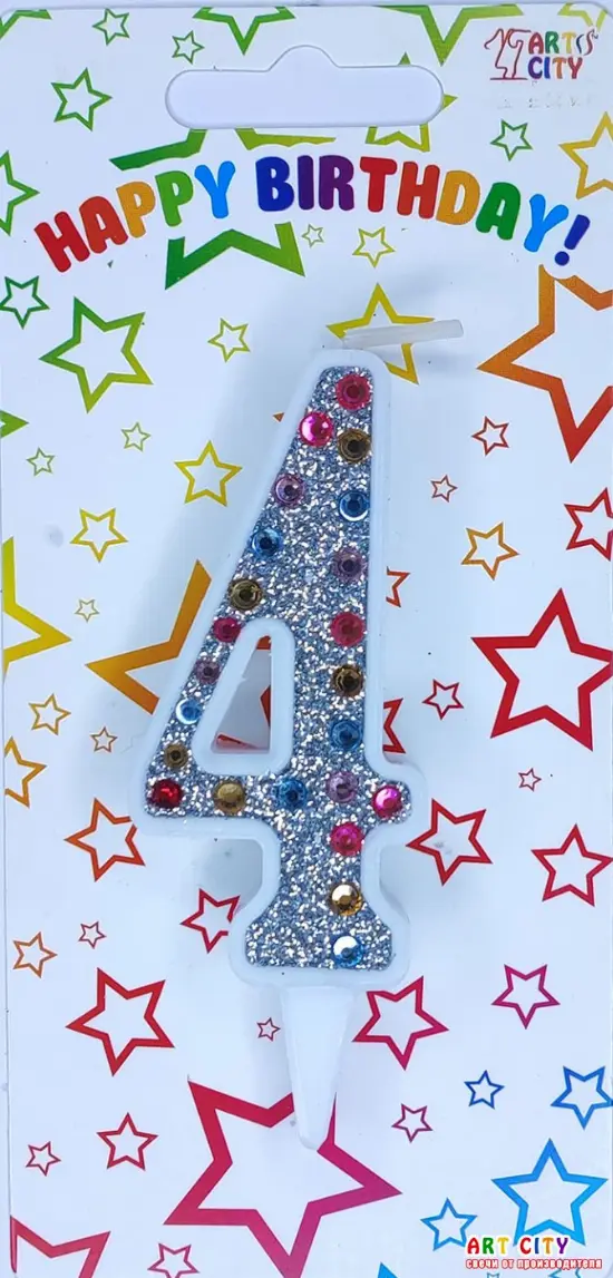 Свічка Срібло + Стрази 4