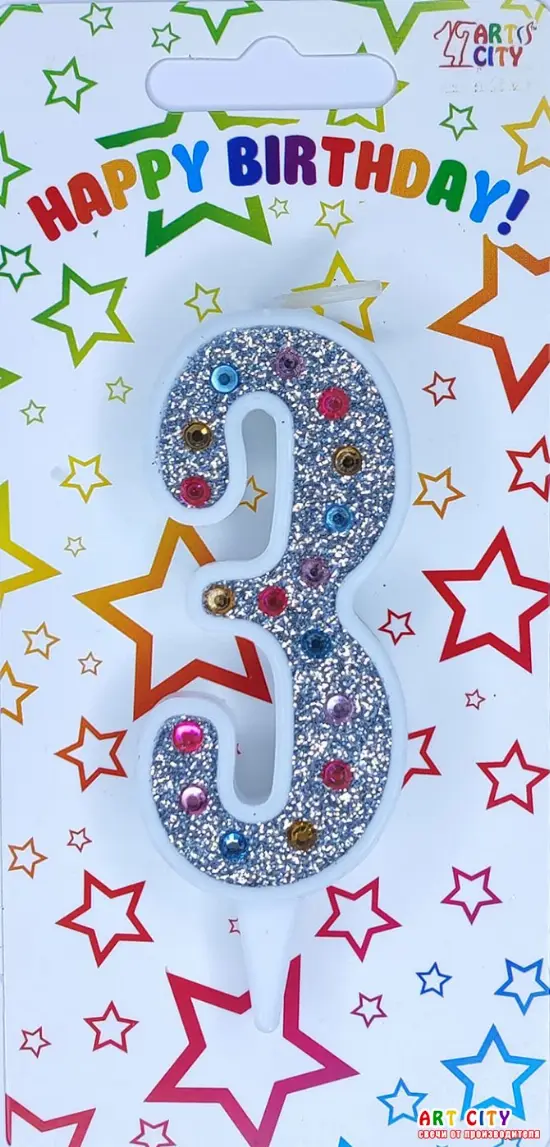 Свічка Срібло + Стрази 3