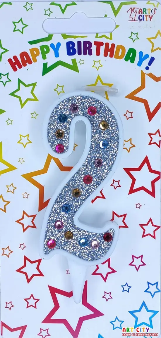 Свічка Срібло + Стрази 2